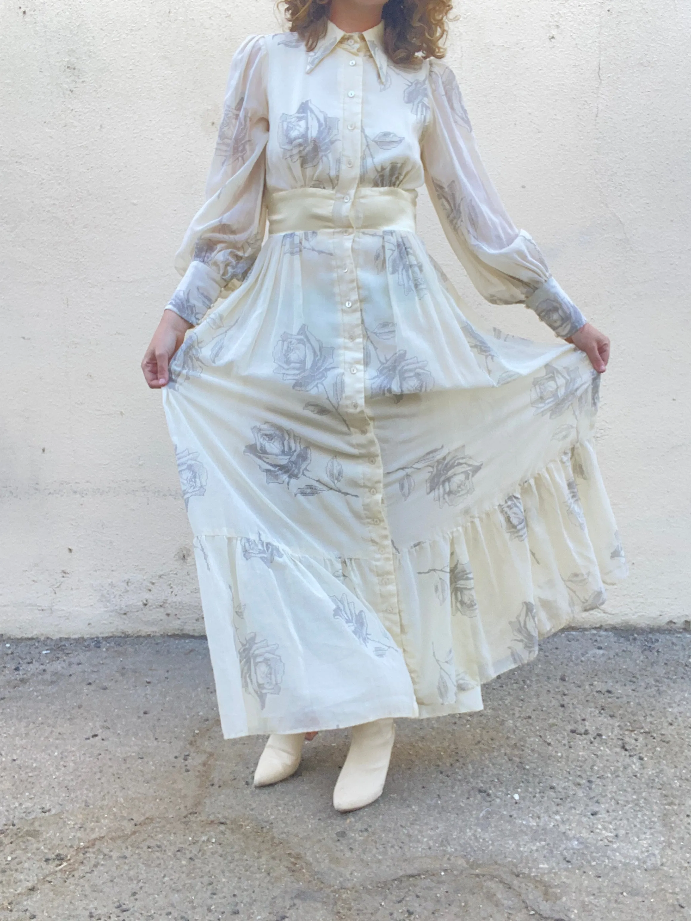 Vintage Gunne Sax Dotted Floral Pattern Dress