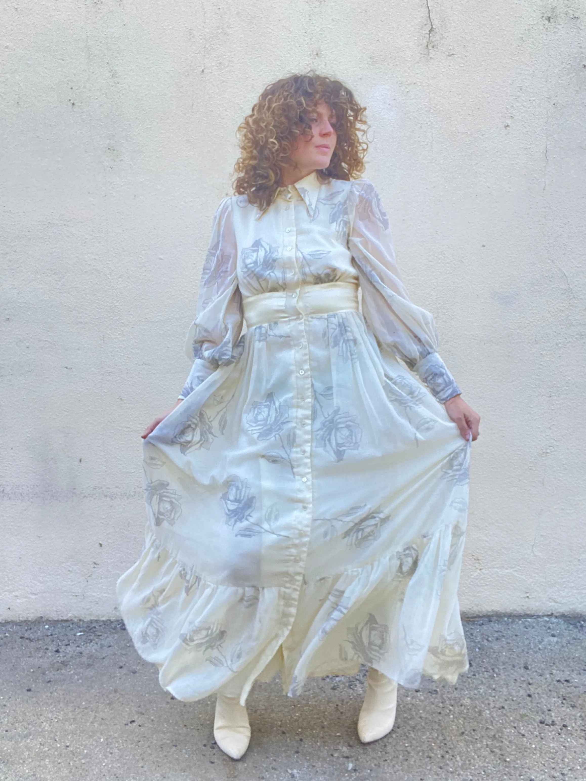 Vintage Gunne Sax Dotted Floral Pattern Dress