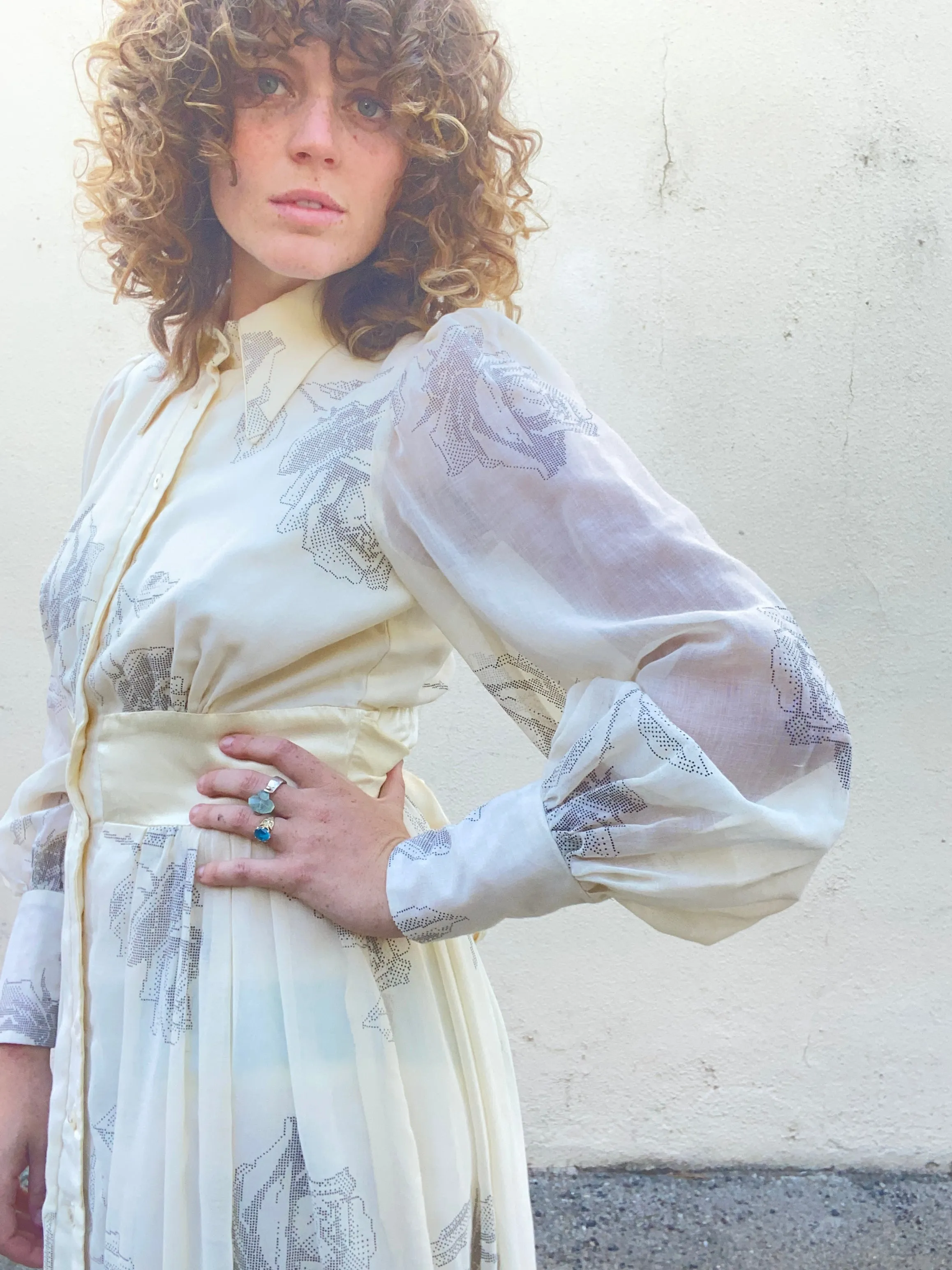 Vintage Gunne Sax Dotted Floral Pattern Dress