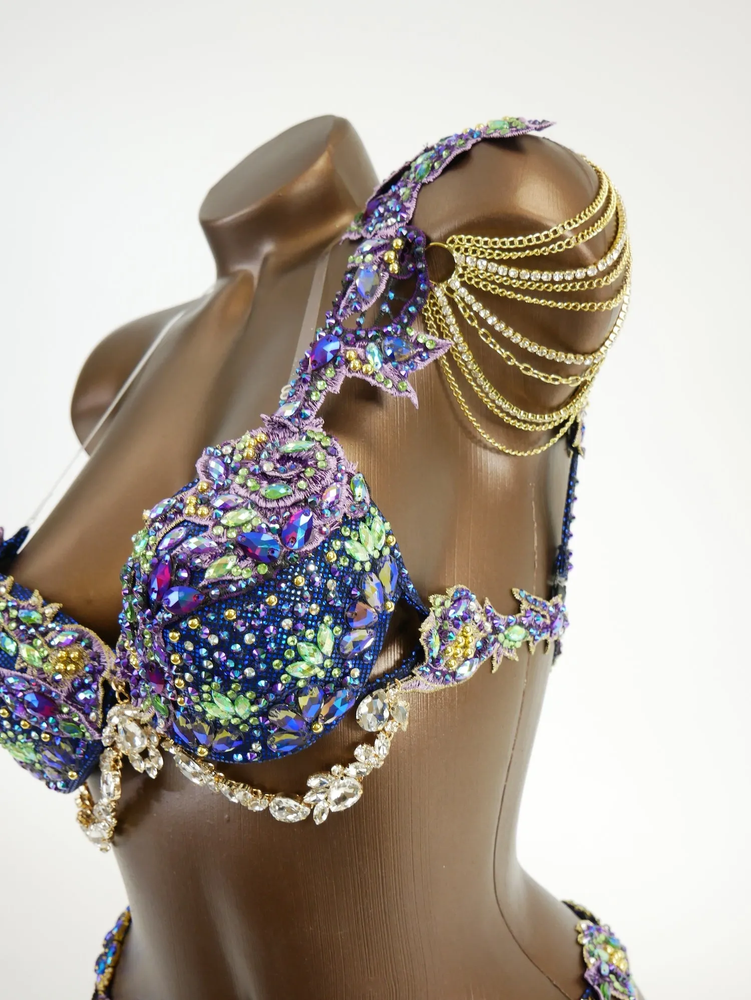 WBFF Gold Shoulder Bikini Suit