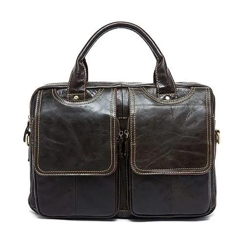 WESTAL Men's Briefcase Leather Laptop Bag Genuine Leather 8002