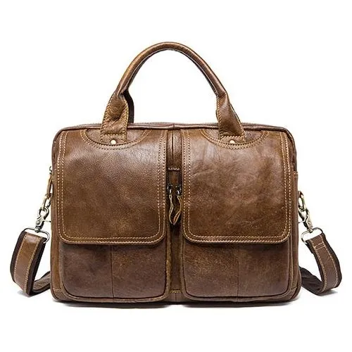 WESTAL Men's Briefcase Leather Laptop Bag Genuine Leather 8002