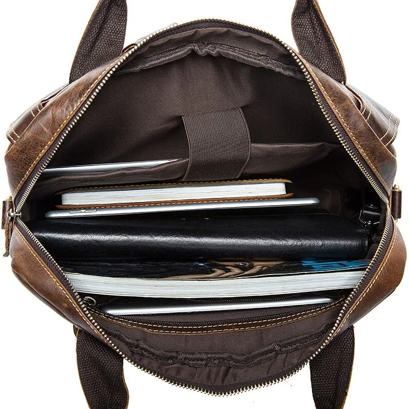 WESTAL Men's Briefcase Leather Laptop Bag Genuine Leather 8002