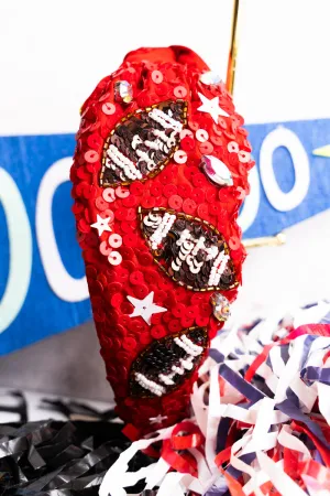 Winning Team Red Sequin Football Knotted Headband