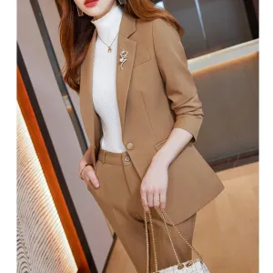 Women's  Elegant Business Pant Suit Slim Vintage Office Blazer & Pant 2 Piece Set