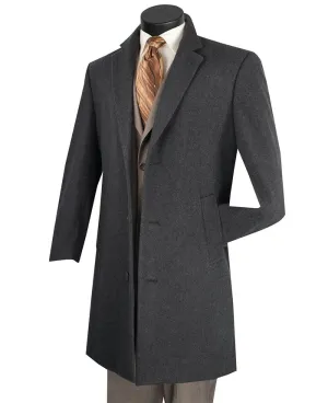 Wool & Cashmere Regular Fit Top Coat 38" Long in Charcoal CL38