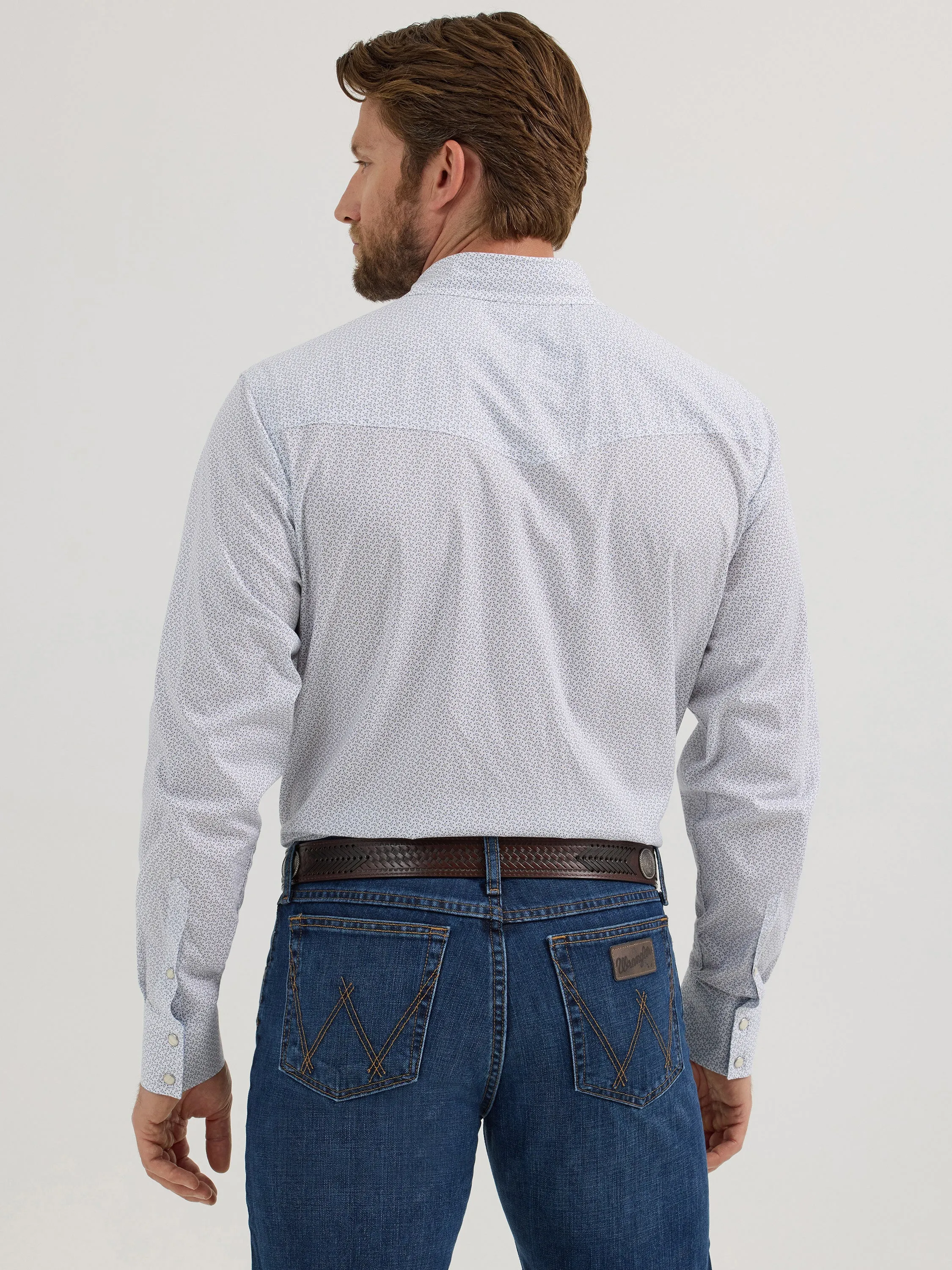 Wrangler 20X Men's Classic Fit Long Sleeve Snap white Shirt